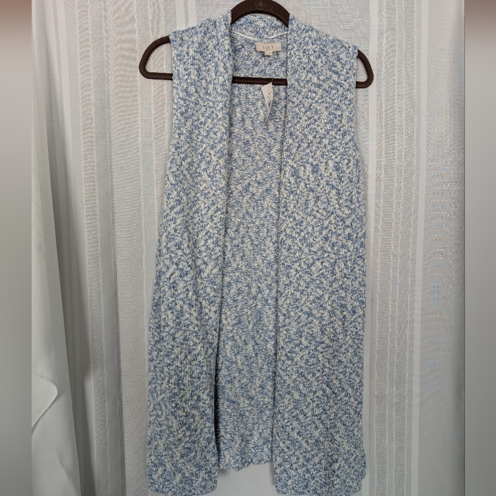 Loft Blue and White Knit Sweater